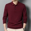 Long-sleeved casual lapel all-match thin POLO sweater