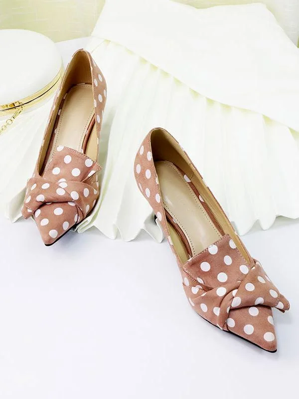 Fashion pointed polka dot personality non-slip fine cat high heels