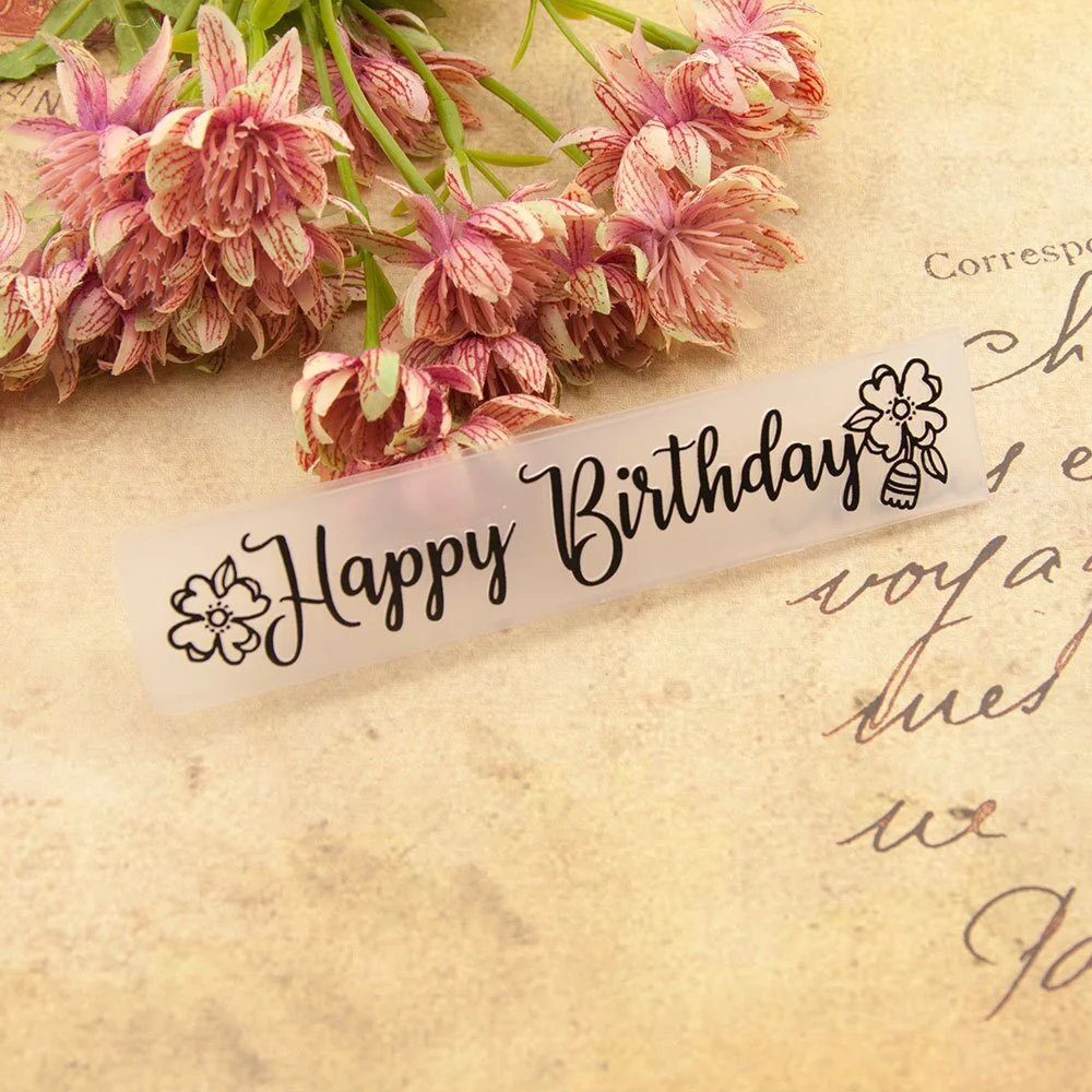 AOKEDIY Happy Birthday geometric Plastic Embossing Folder For Scrapbook DIY Album Card Tool Plastic Template