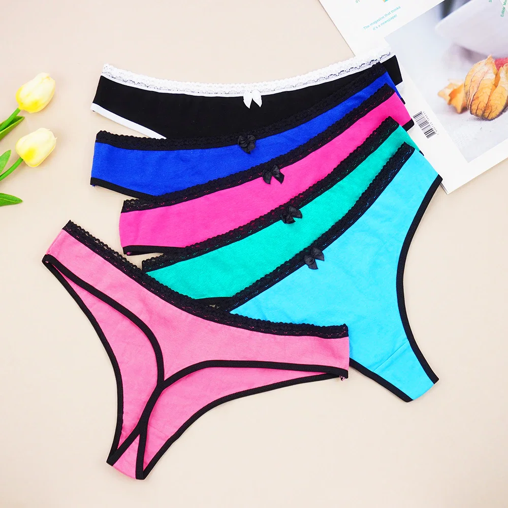 Billionm M-4XL Women's Thong Sexy Cotton Panties Plus Size Underwear Solid Color Underpants G Strings Tangas Kawaii Lingerie