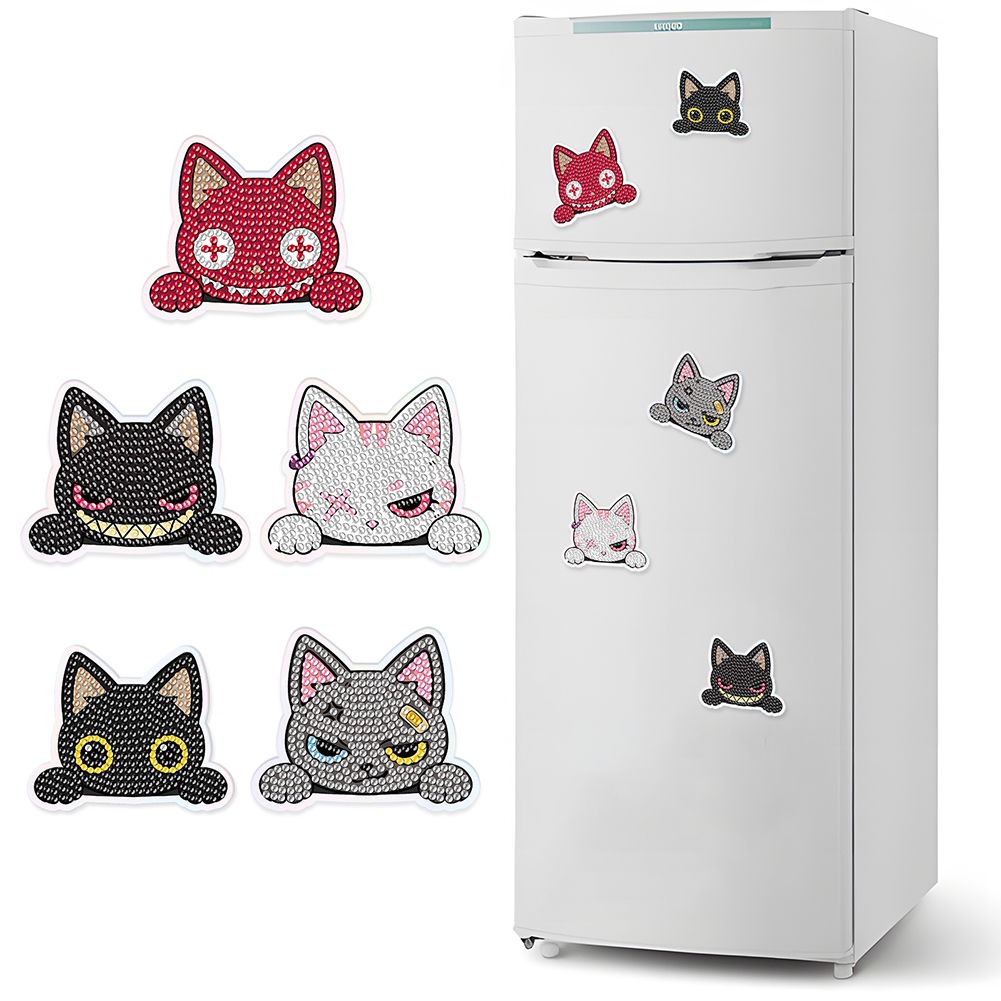 5Pcs Diamond Painting Refrigerator Magnets Diamond Art Kits for Adults (Cat A)