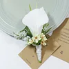 10PCS White Wedding Catering Bridal Groom Guests Corsage Boutonniere Wrist Artificial Flower Bouquets