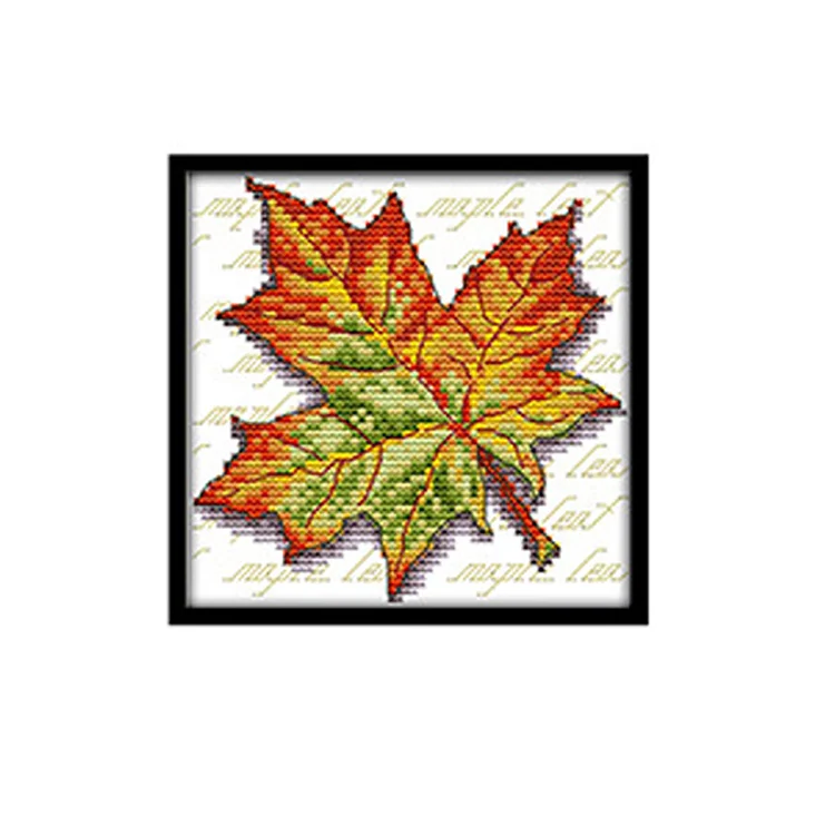 Joy Sunday Seasons Maple Leaf 11CT/14CT Stamped Cross Stitch 16*16CM(Beginners)