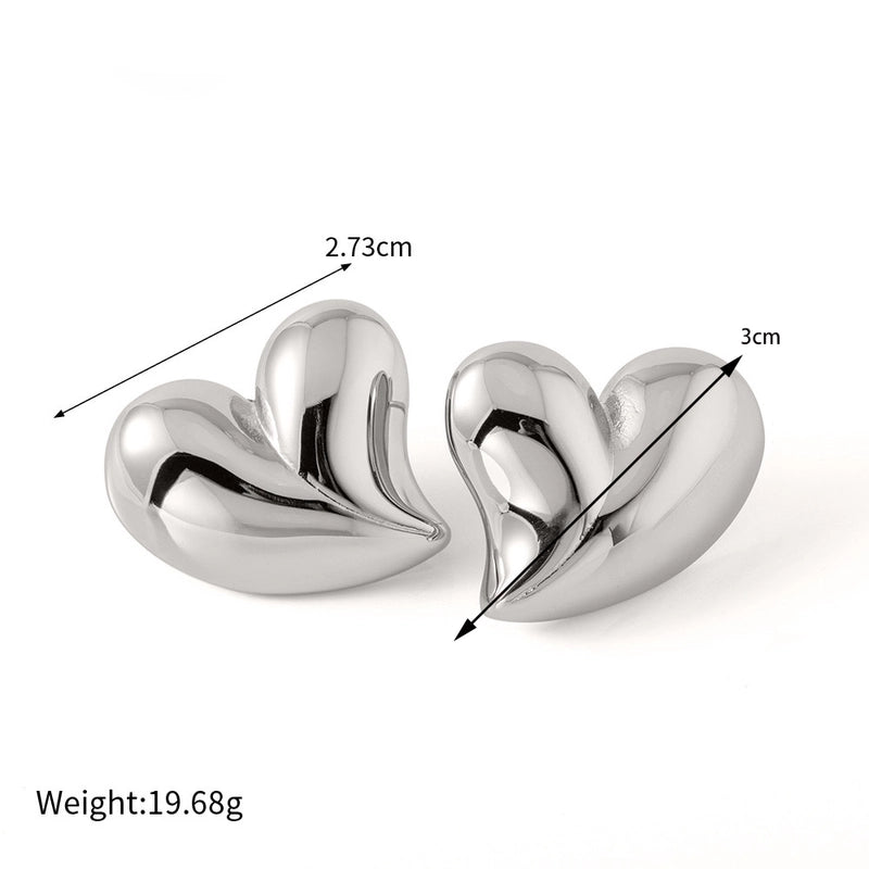 1 Pair Retro Minimalist Heart Shape Plating Stainless Steel 18k Gold Plated Ear Studs