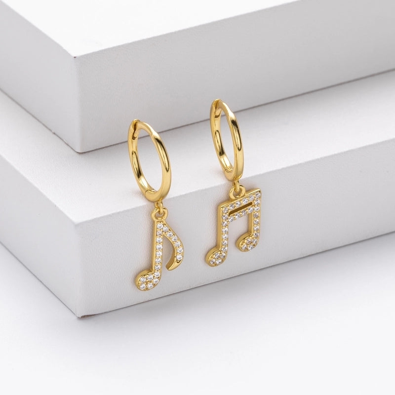 1 Pair 925 Sterling Silver Zircon Notes Drop Earrings