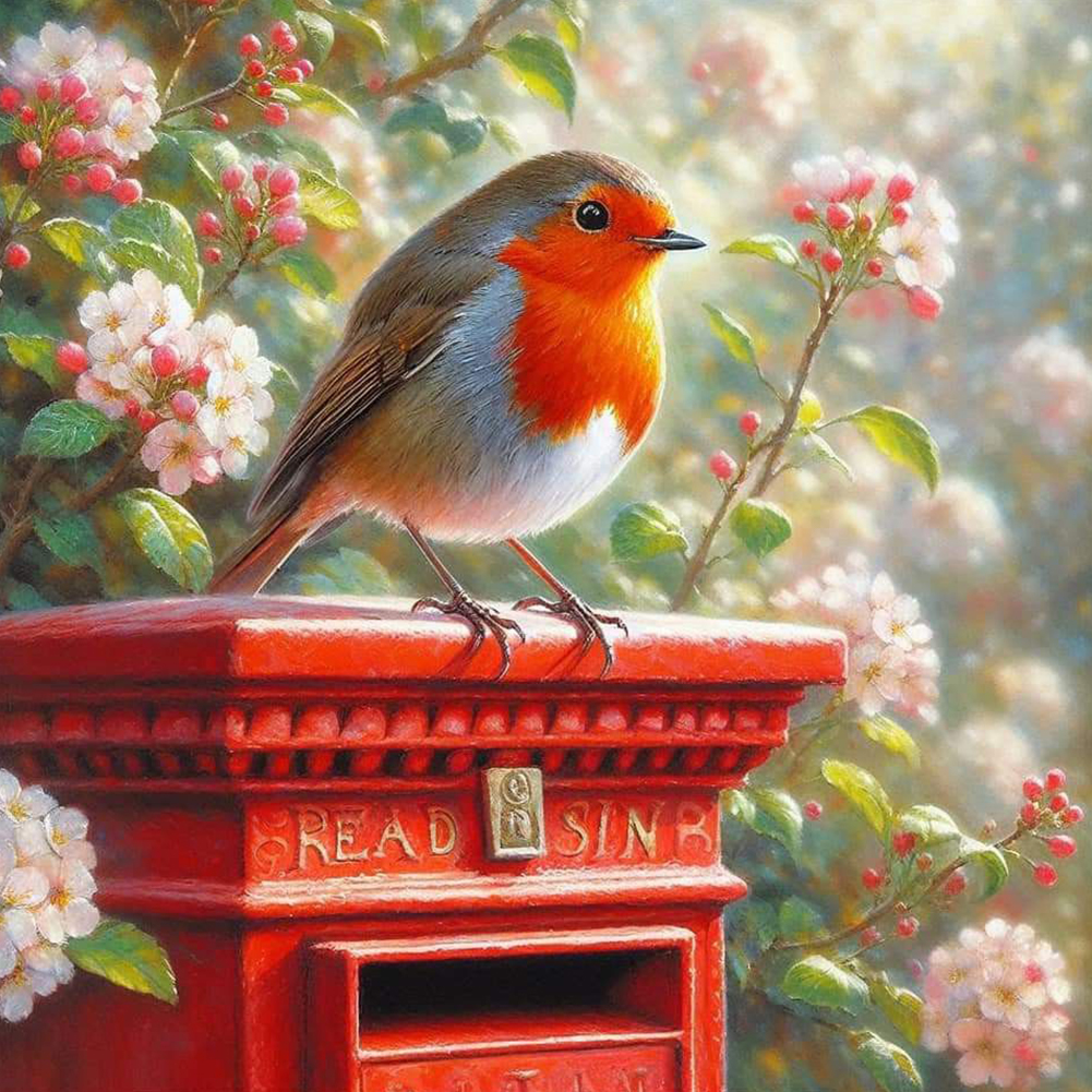 Peach Robin 30*30cm(canvas) full round drill diamond painting