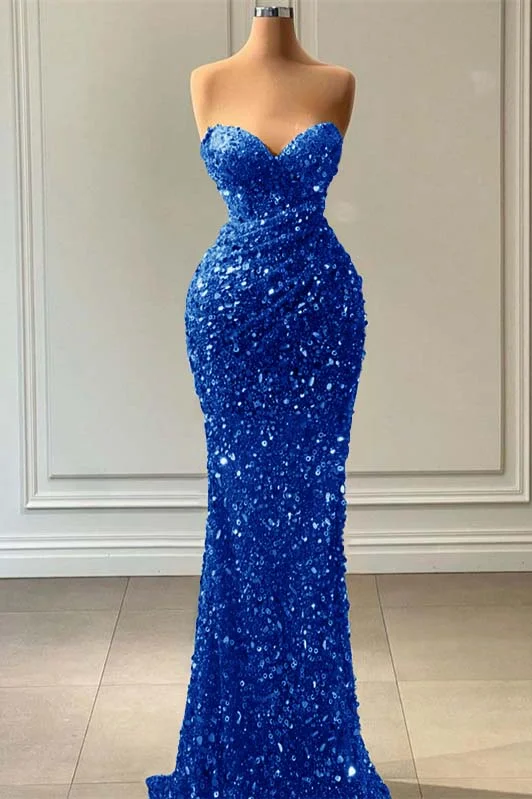 Light Blue Prom Dress Sweetheart Strapless Sleeveless With Sequins ED0595