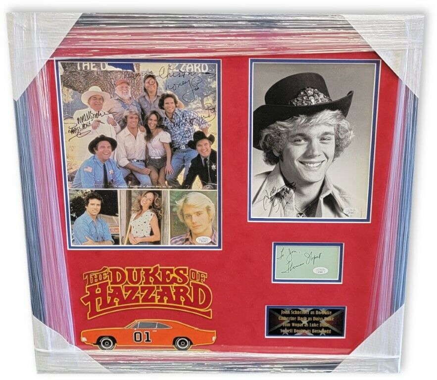 The Dukes of Hazzard Cast Signed Autographed Framed Photo Poster painting Collage Bach Wopat JSA
