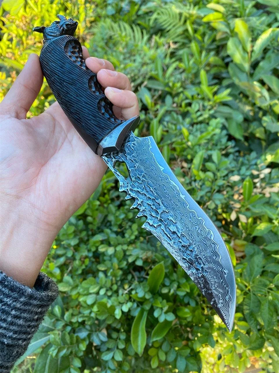 Κυνηγετικό μαχαίρι Chimera VG10 Damascus με εξωτική λαβή από ξύλο έβενο