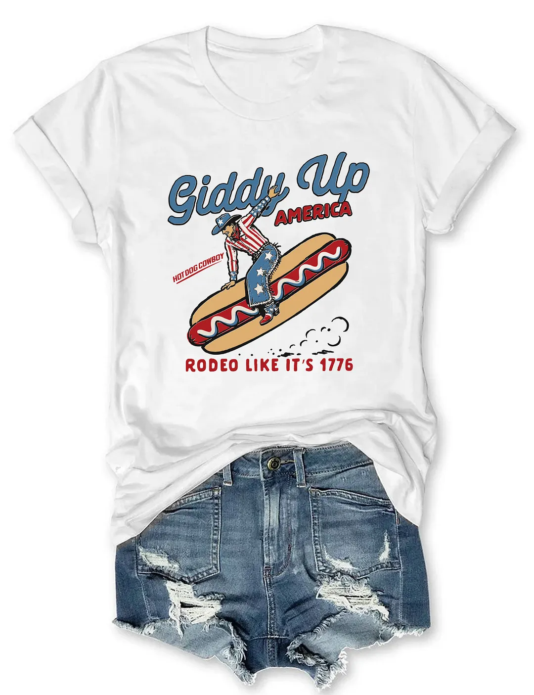 Giddy Up America Cowboy Hot Dog T-shirt