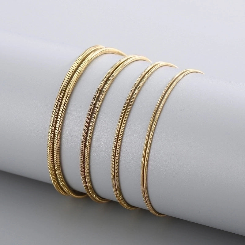 Jewelry Classic Style Solid Color Titanium Steel 18K Gold Plated Chain Necklace