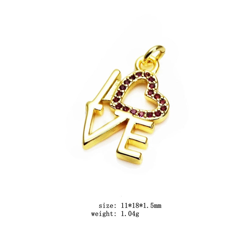 1 Piece Copper Zircon Heart Shape Pendant