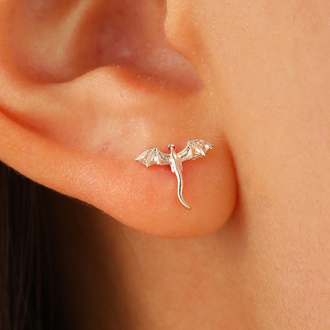 Flying Dragon Earrings Gold Plated Earrings