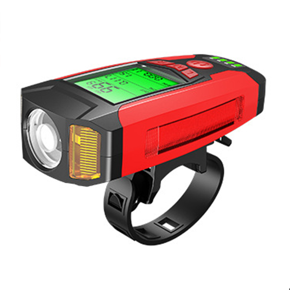 

3 in 1 Waterproof LED Bike Bicycle Warning Headlight + Wire Computer + Horn, Red, 501 Original