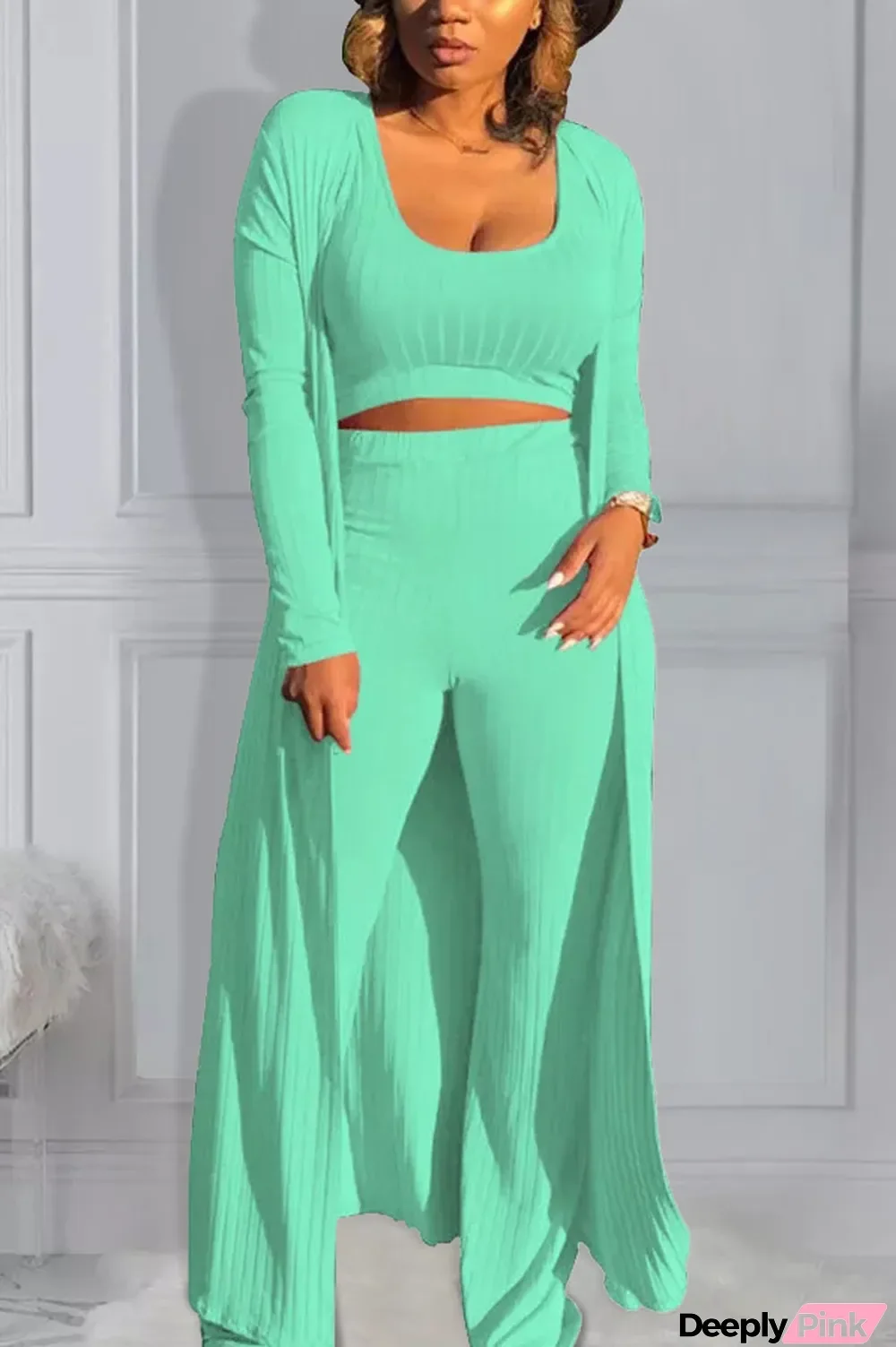 Green Active Casual Europe and America O Neck Solid Plus Size