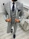 Argeli Dark Gray Plaid Slim Fit Suit