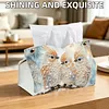 (25cm)Winter Pearl Three Birds DIY Diamond Painting PU Tissue Holder Box