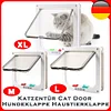 Cat Flap Door with 4 Way Security Lock Cat Dogs Flap Doors Cat Puppy Safety Gate