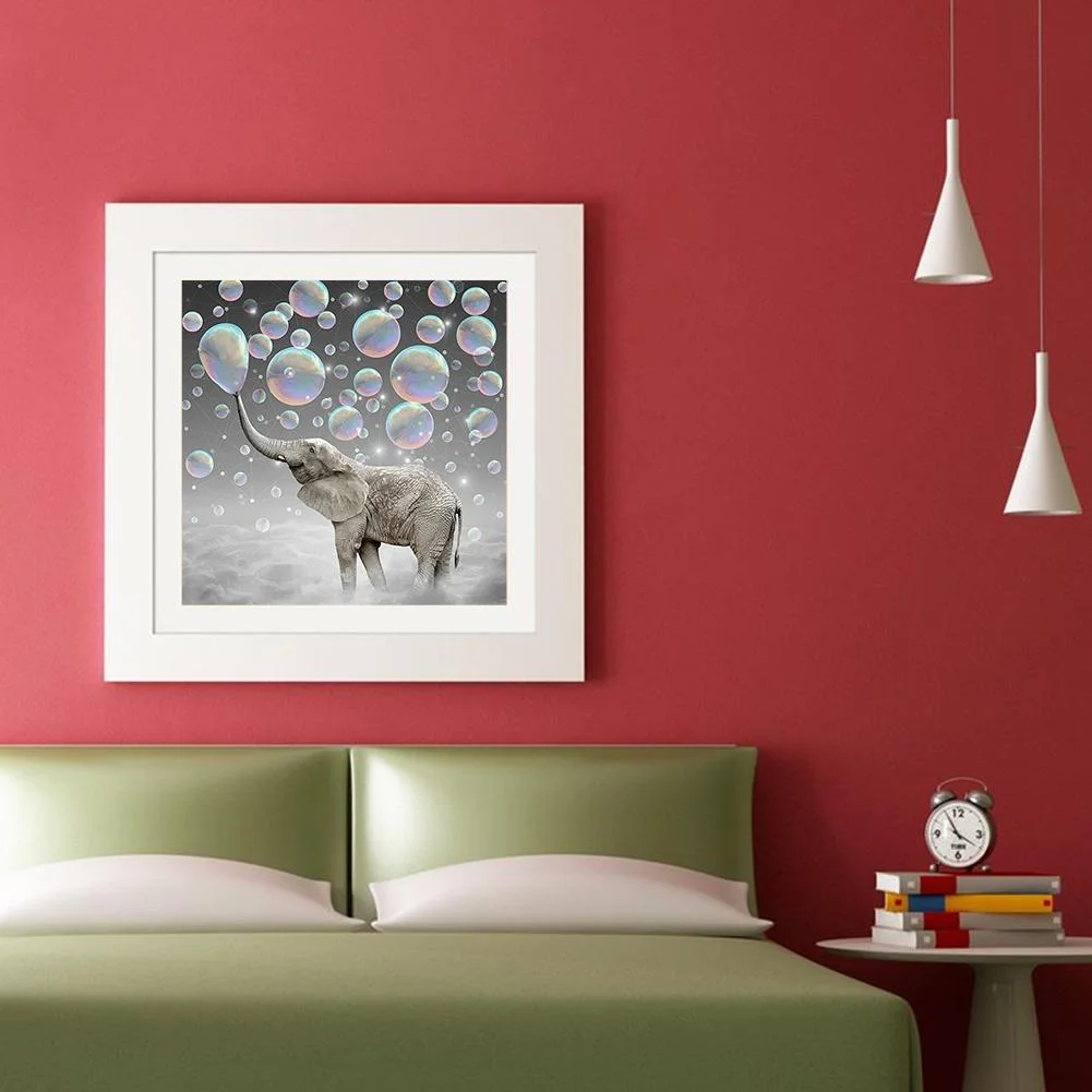 Diamond Painting - Full Round Drill - Elephant Bubbling(30*30cm)