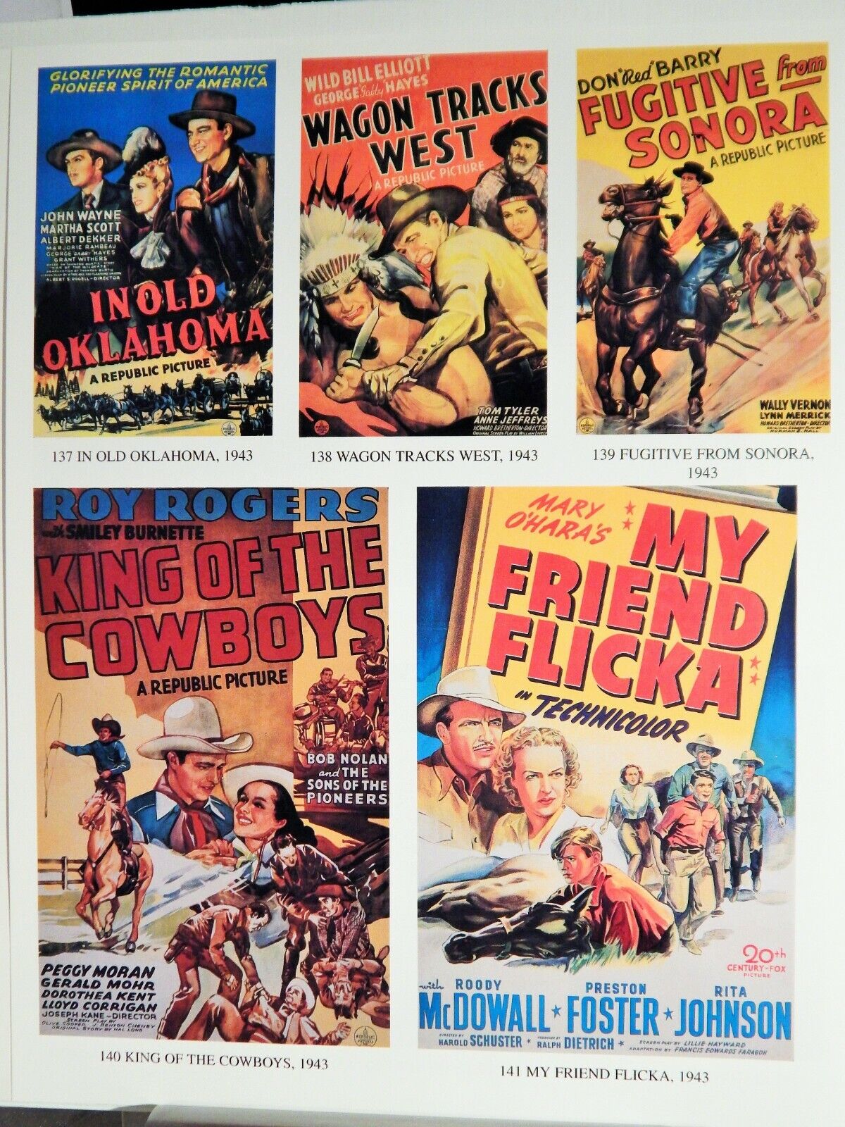 KING OF THE COWBOYS / MY FRIEND FLICKA MOVIE POSTER Photo Poster painting HI-DEF(1998 reprint)