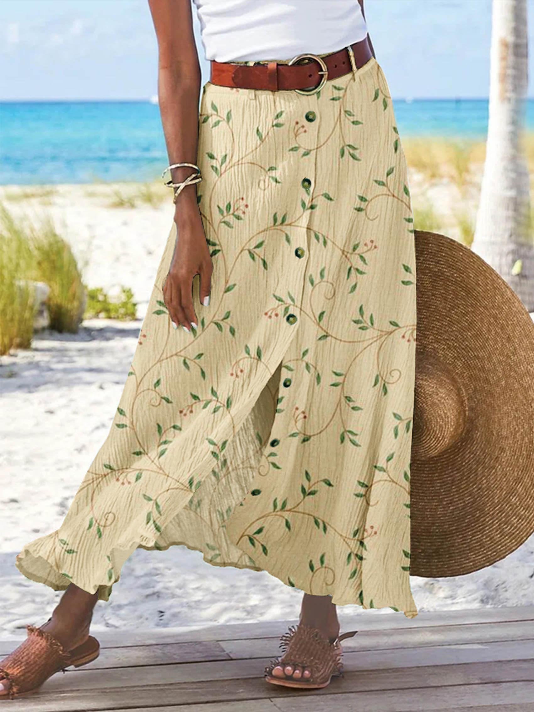 Women's Flower Plant Art Pattern Print Casual Half Body Skirt
