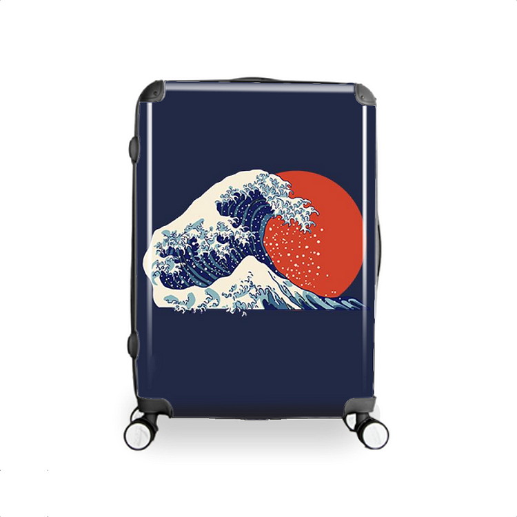 The Great Wave Off Kanagawa And Sun, Ukiyo-e Hardside Luggage