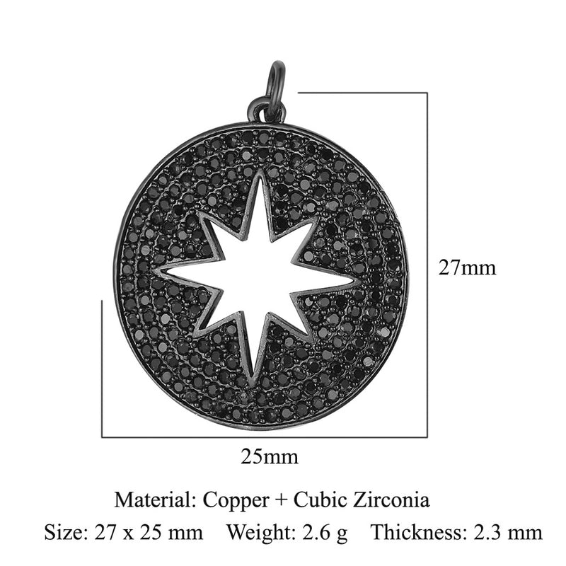 3 Pieces Copper Zircon 18K Gold Plated Sun Rainbow Star