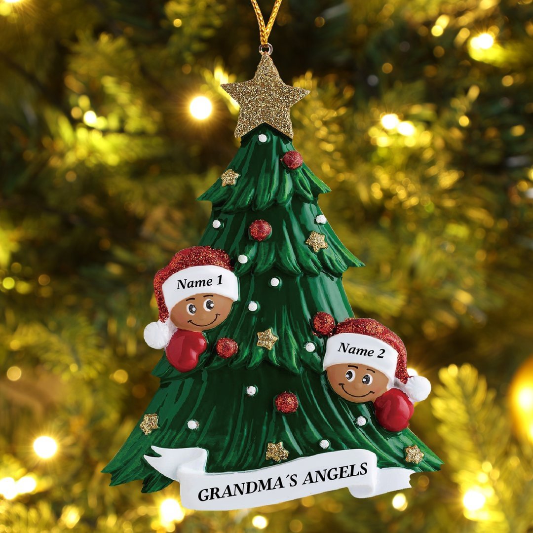 Christmas Ornament Doll and Christmas Tree Personalized Name and Text