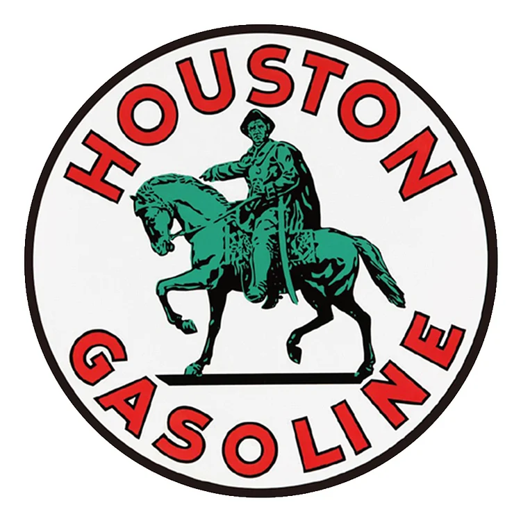 Houston Gasoline - Round Vintage Tin Signs/Wooden Signs - 11.8x11.8in