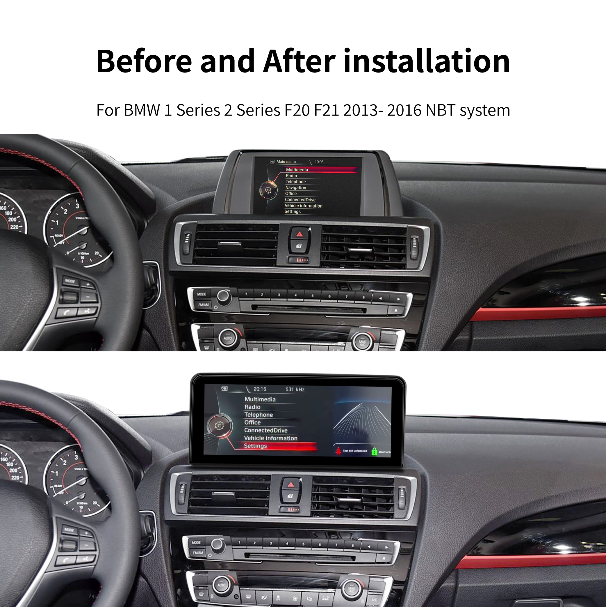 KOASON Linux Apple CarPlay Android Auto TouchScreen OEM Retrofit Upgrade Monitor for BMW 1 Series 2 Series F20 F21 F22 F23