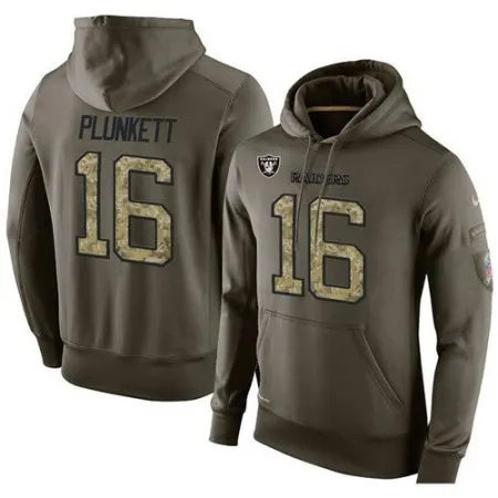 NFL Men's  Oakland Raiders #16 Jim Plunkett Stitched Green Olive Salute To Service KO Performance Hoodie