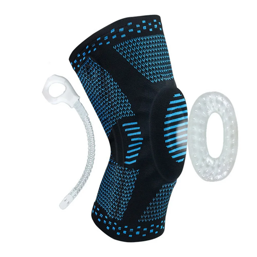 Uveng Knee Brace Silicone Spring Full Strap Patella Medial Support Strong Meniscus Compression Protection Sport Pads Running Basket