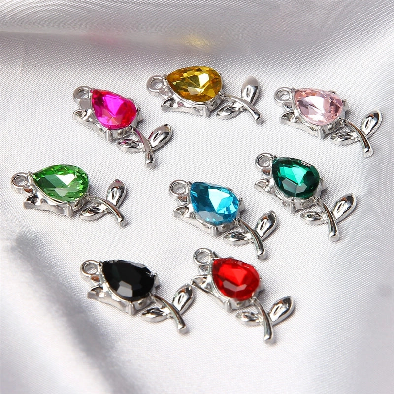 10 PCS/Package 22*10 * 5mm Alloy Artificial Rhinestones Flower Pendant Earring Findings Jewelry Accessories