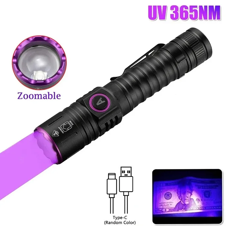 365nm UV Flashlight Black Light Money Detector Torch