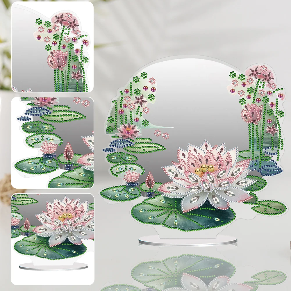 DIY Lotus Acrylic Diamond Art Mirror Home Decoration