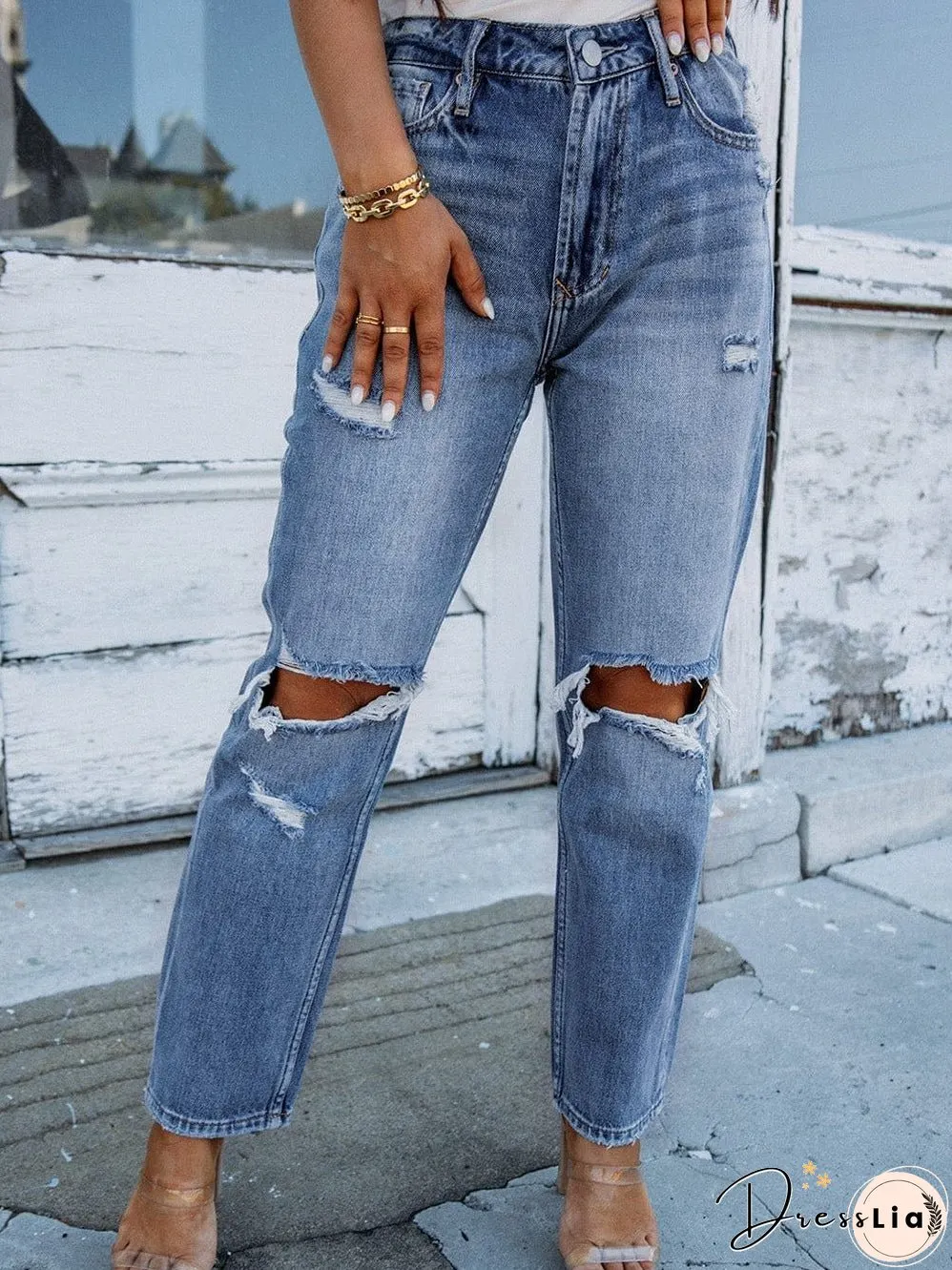 Distressed Denim Trousers