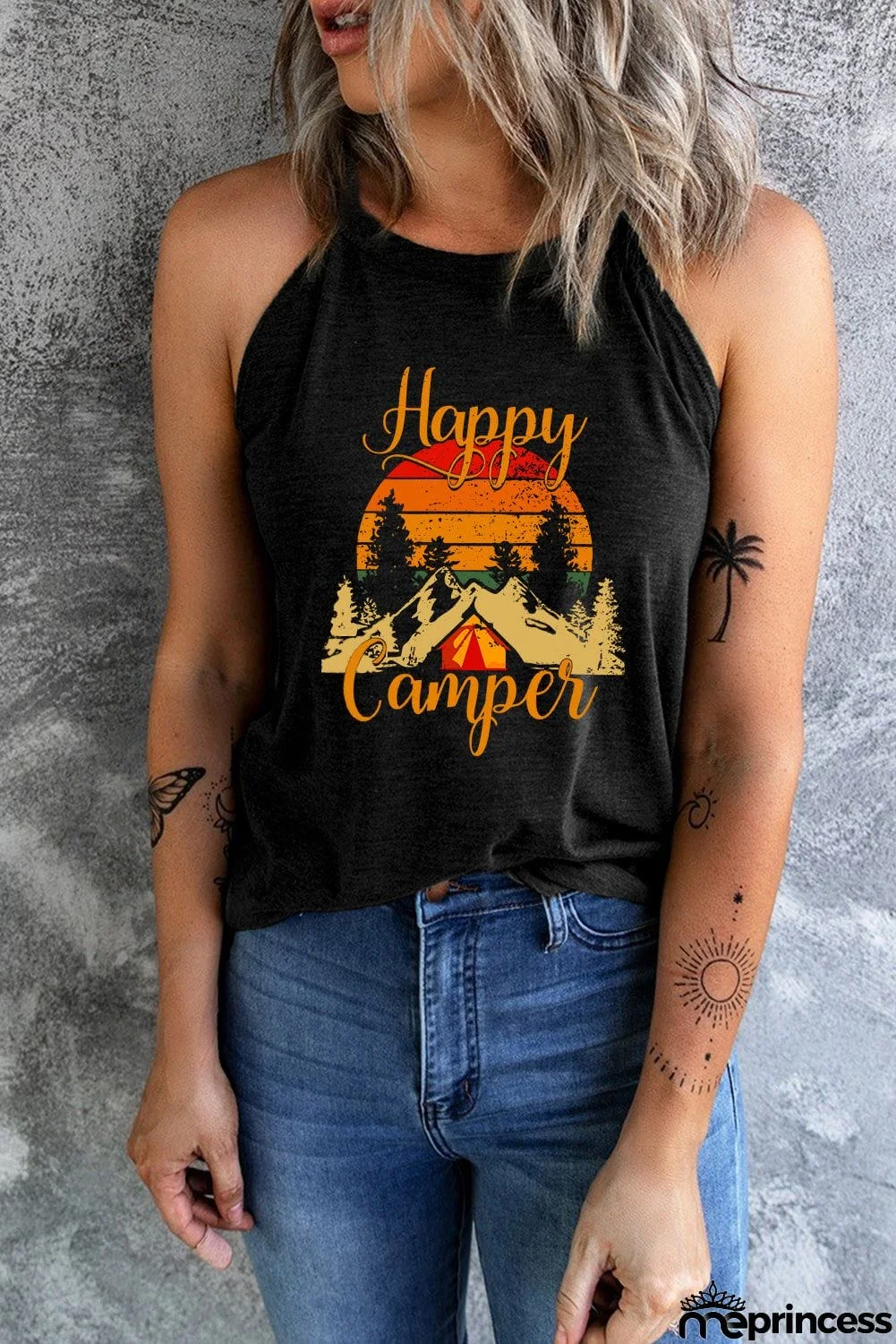 Graphic Grecian Neck Tank