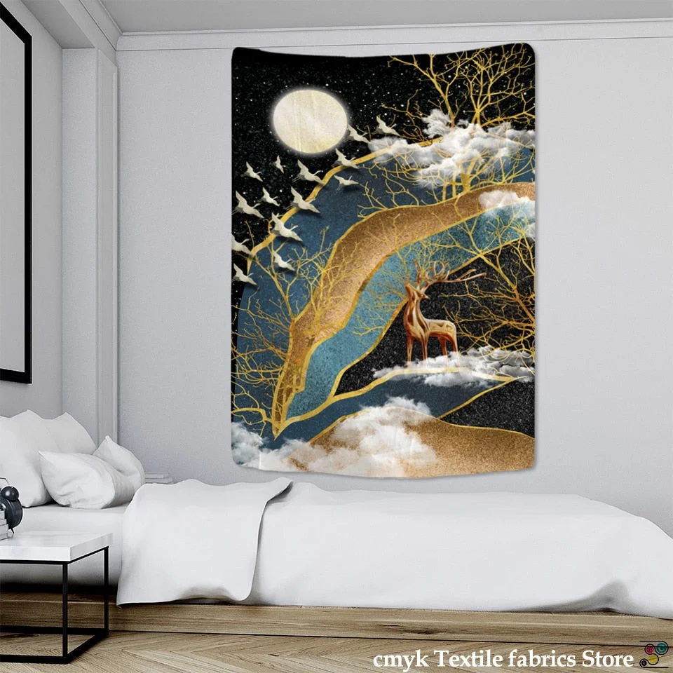 Koi Impression Painting Tapestry Wall Hanging Bohemian Style Hippie Tapiz Witchcraft Psychedelic Home Decor