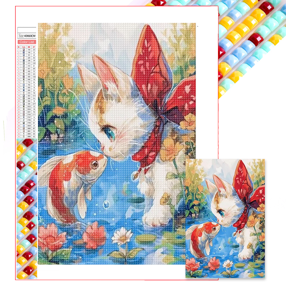 Cat And Fish 60*40cm(picture) full square drill diamond painting