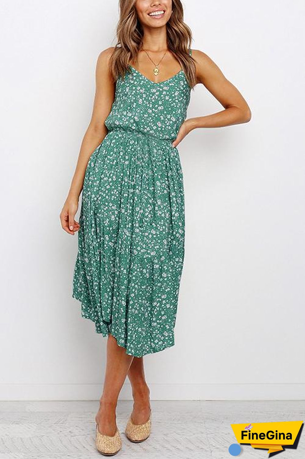 Floral Print Slip Midi Dress