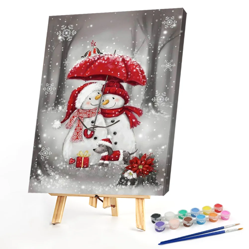 Umbrella Snowman - Paint By Numbers(40*50CM)