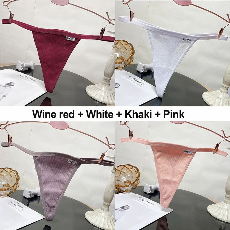 4PCS/Set Sexy G-String Women's Panties Cotton Underwear Lingerie for Female Underpants T-Back Panties Briefs Thong Intimates