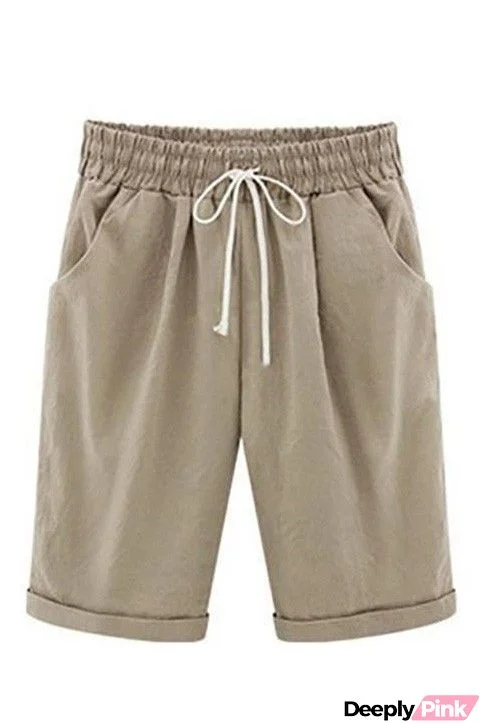 Plain with Pockets Sashes Holiday Loose Shorts (9 Colors)