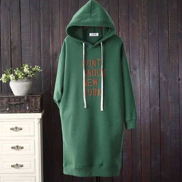 M-2XL Plus Size Thicken Long Sleeve Warm Long Hoodie BE387
