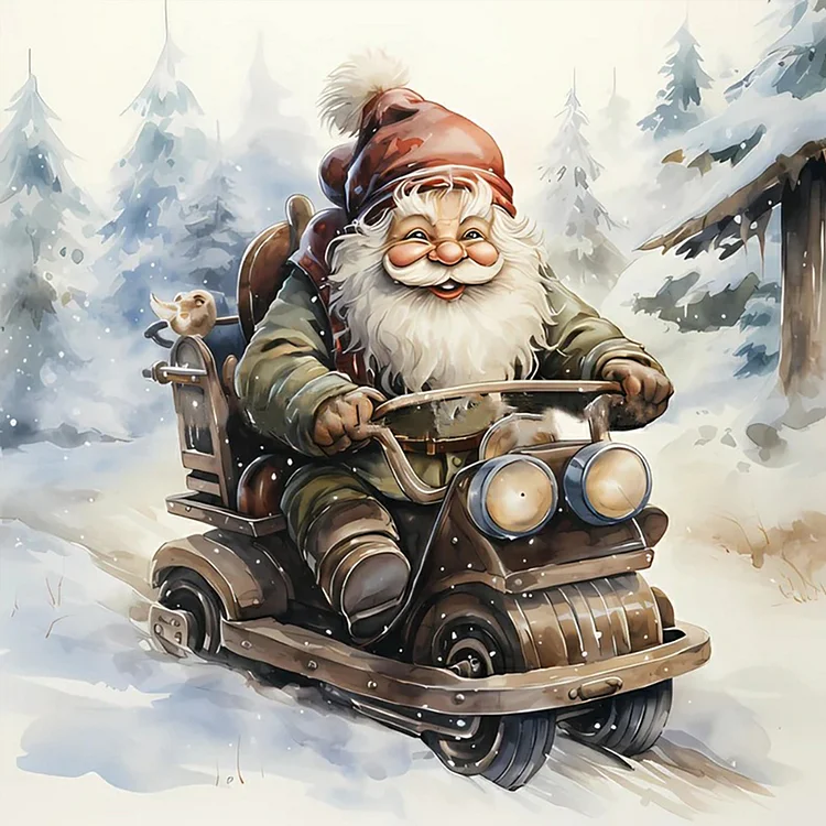Santa Claus Riding A Bike 40*40CM(Canvas) Full Round Drill Diamond Painting gbfke