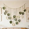 (Finished Product)Macrame Wall Hanging Macrame Leaves Tapestry Wall Hanging Decoration Boho Leaf Feather Tassel Garland Tapestry for Bedroom Living Room Nursery Decor