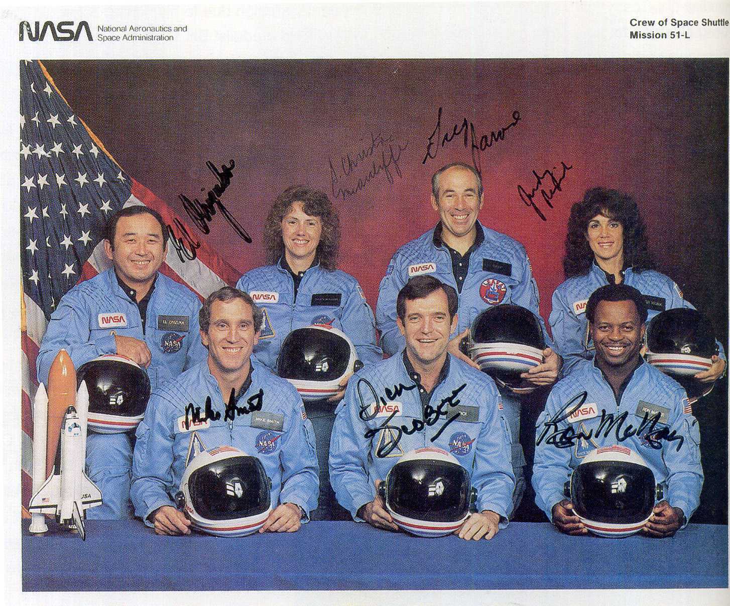 THE CHALLENGER Fully Signed Photo Poster paintinggraph - NASA Astronauts Space Shuttle preprint