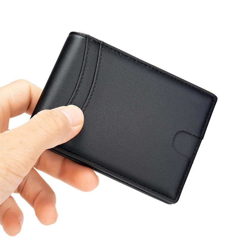 Men's Classic Business Solid Color Mini Leather Wallet