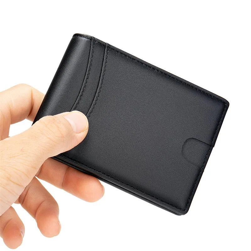 Men's Classic Business Solid Color Mini Leather Wallet