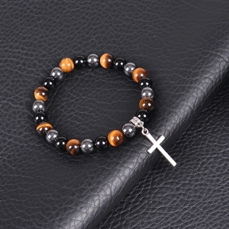 Retro Cross Natural Stone Men’s Bracelets